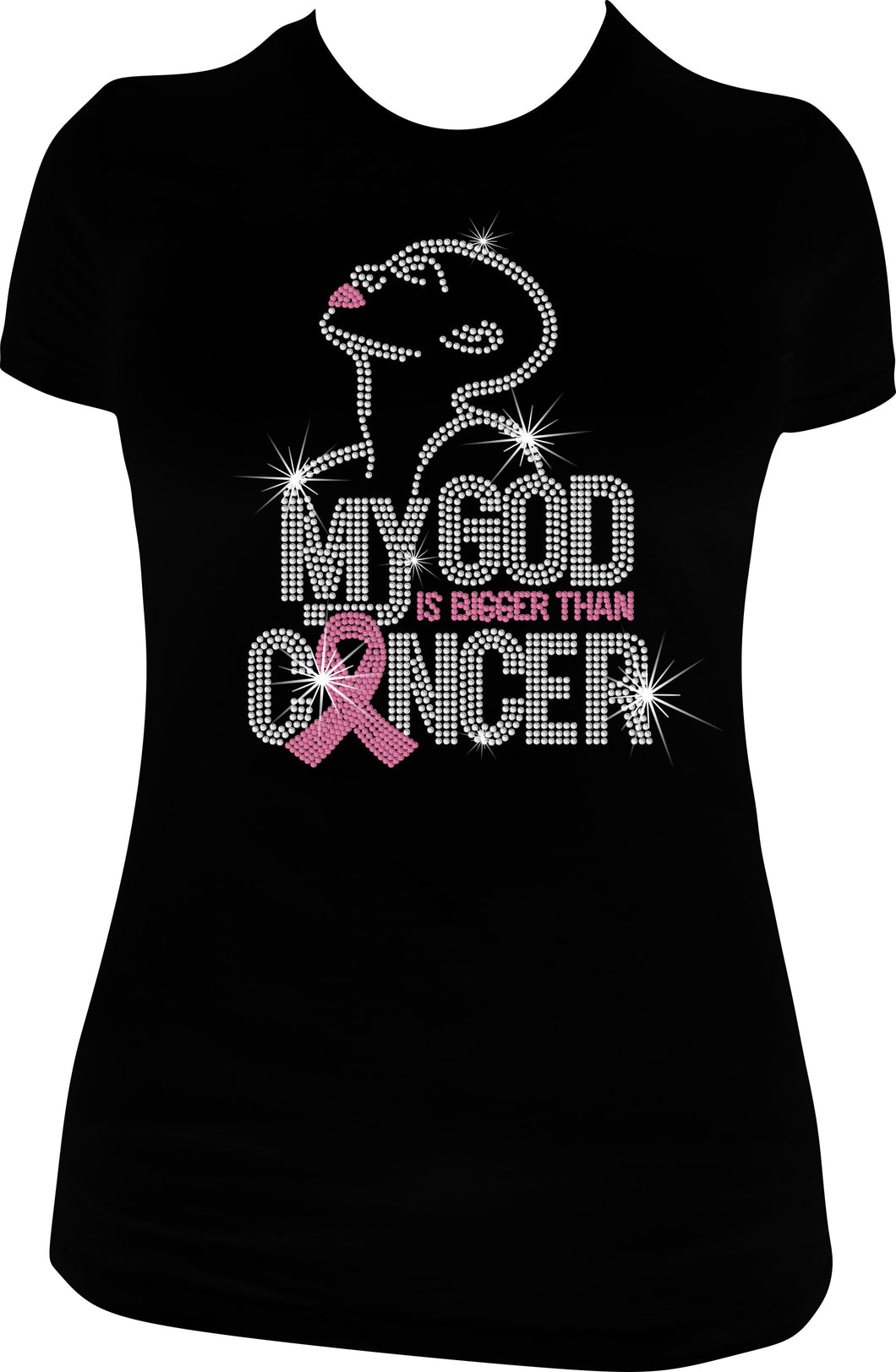 My God is Bigger Than Cancer Rhinestone Tee